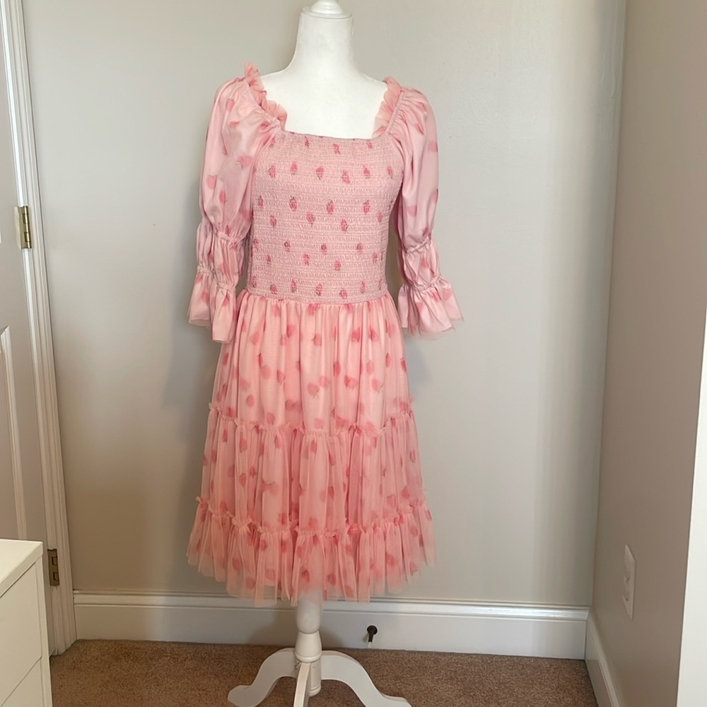 Ivy City Co Jess Dress in Pink Strawberry Fields - Picture 3 of 11